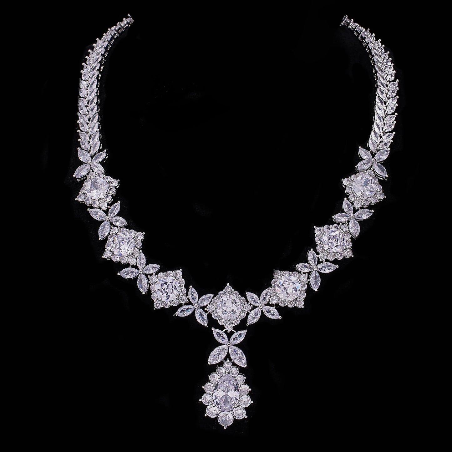 2024 Hot selling 4-piece cubic zirconia bridal jewelry set, Dubai Nigeria crystal wedding jewelry set