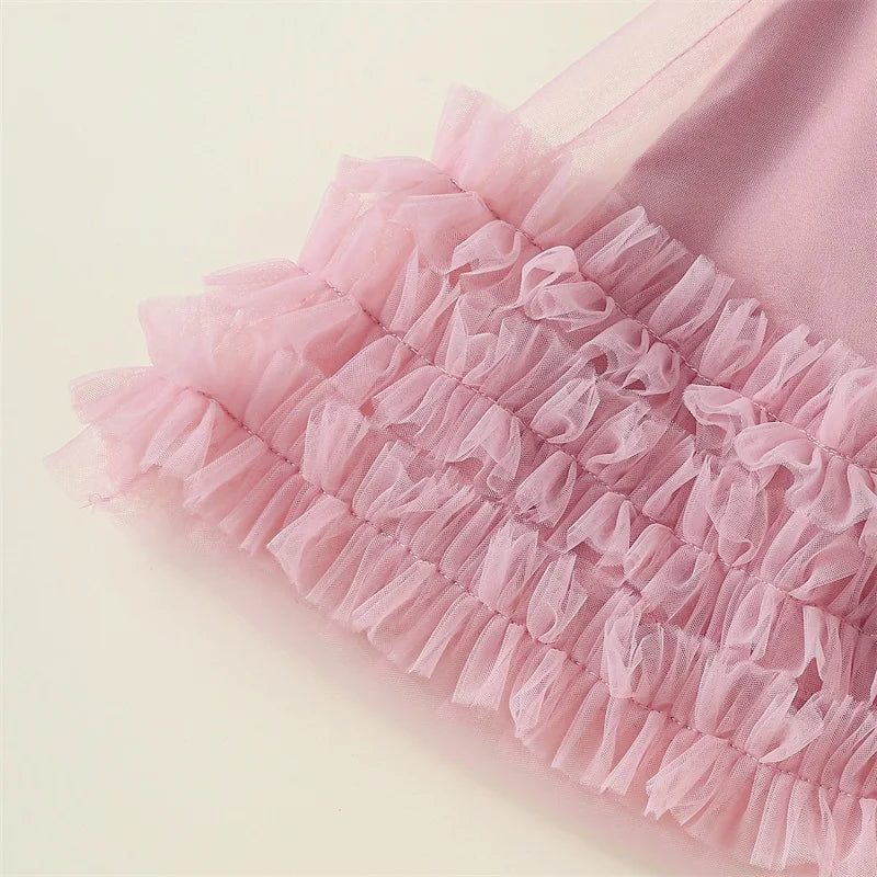 Lioraitiin 9M-4Y Toddler Kid Girls Dress Children Sleeveless Crew Neck Bow Tulle Dress Summer Casual Princess Dress A-line Dress