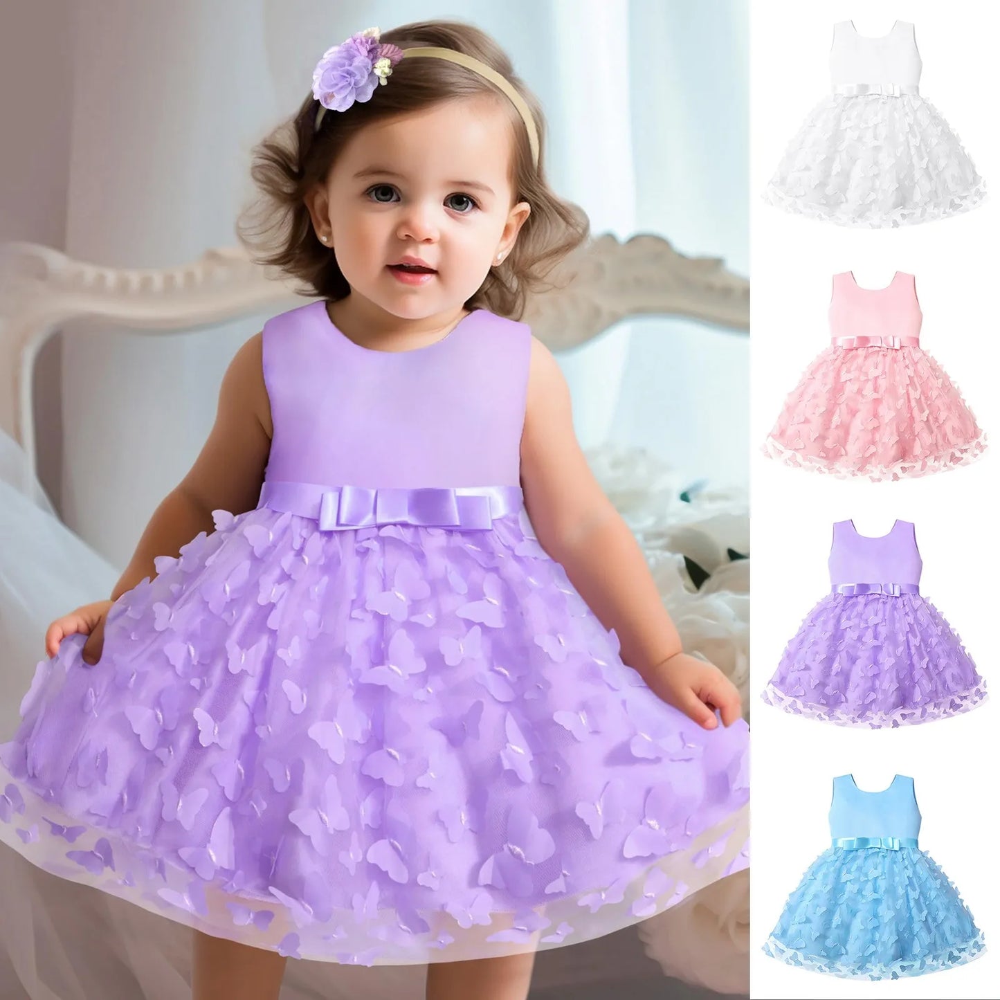 Girls Party  Sleeveless Butterfly  Princess Dress