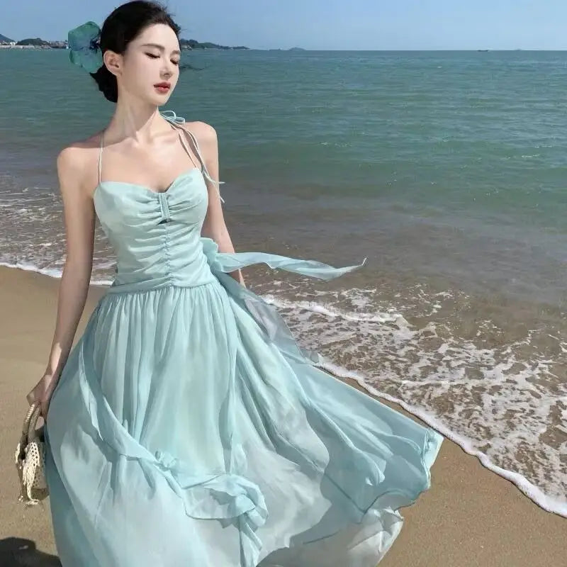 Beautiful Women's   Summer French Halter Long Dress Bodycon Birthday Party Dance