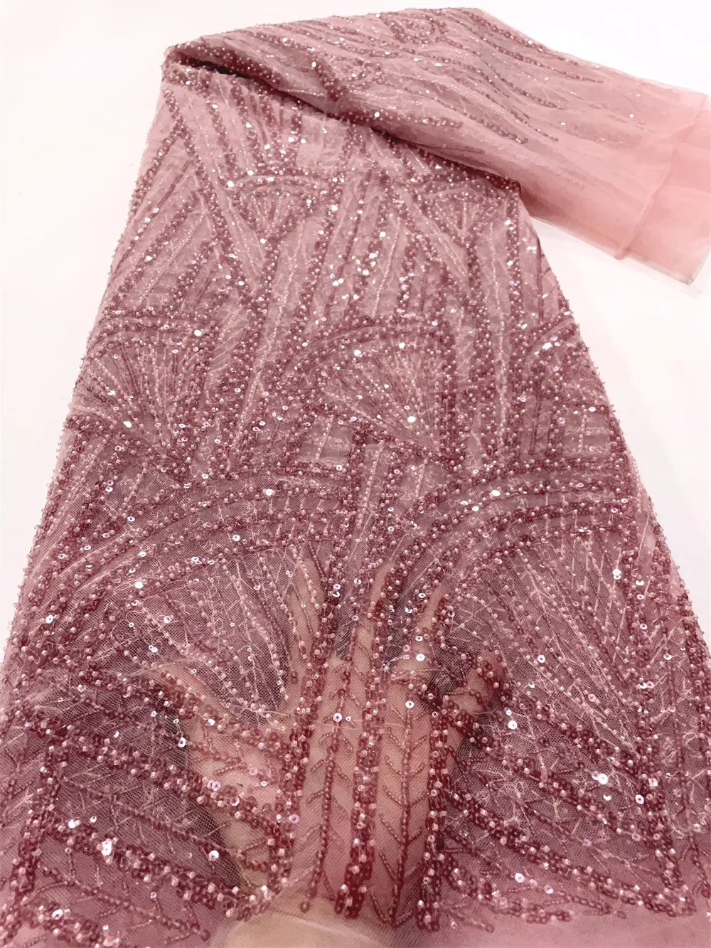 African Sequins Tulle Lace Fabric 2023 High Quality Lace French Luxury Beaded Net Lace Fabric Nigerian For Women Wedding Dresses