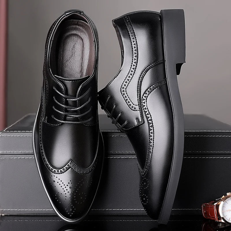 Men's British Brogue Derby Shoes Lace-Up Patchwork Breathable Formal Dress Business Wedding Thanksgiving Christmas Size 40-48