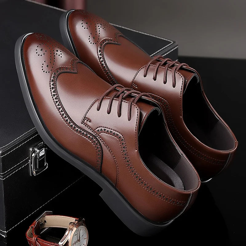 Men's British Brogue Derby Shoes Lace-Up Patchwork Breathable Formal Dress Business Wedding Thanksgiving Christmas Size 40-48