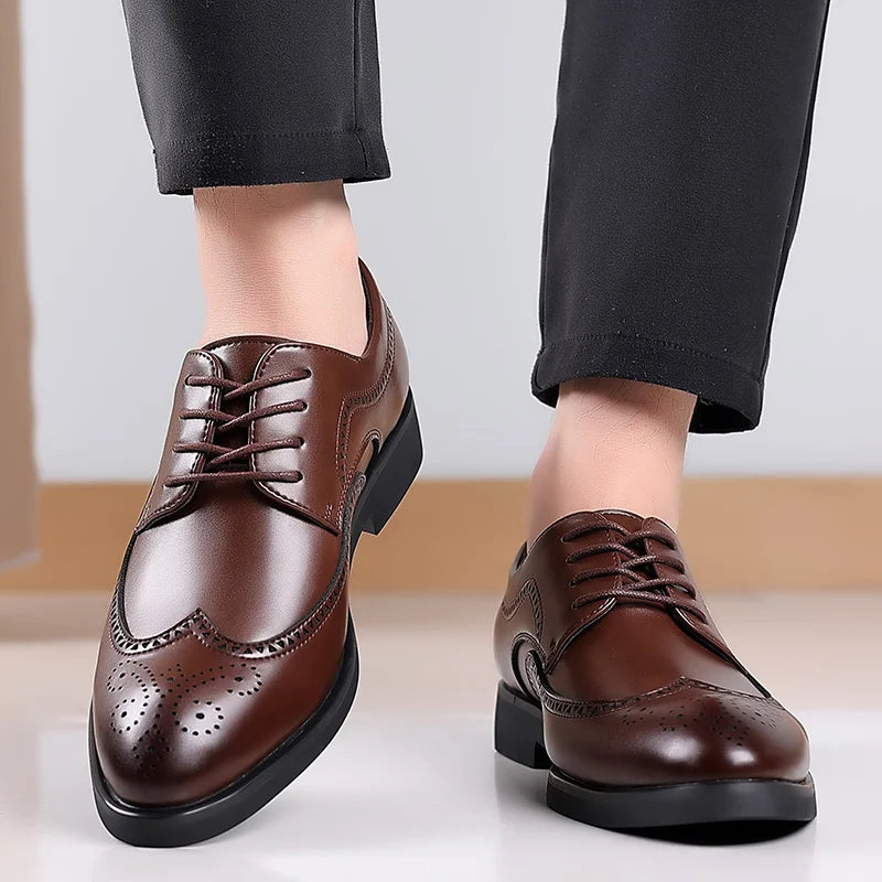 Men's British Brogue Derby Shoes Lace-Up Patchwork Breathable Formal Dress Business Wedding Thanksgiving Christmas Size 40-48