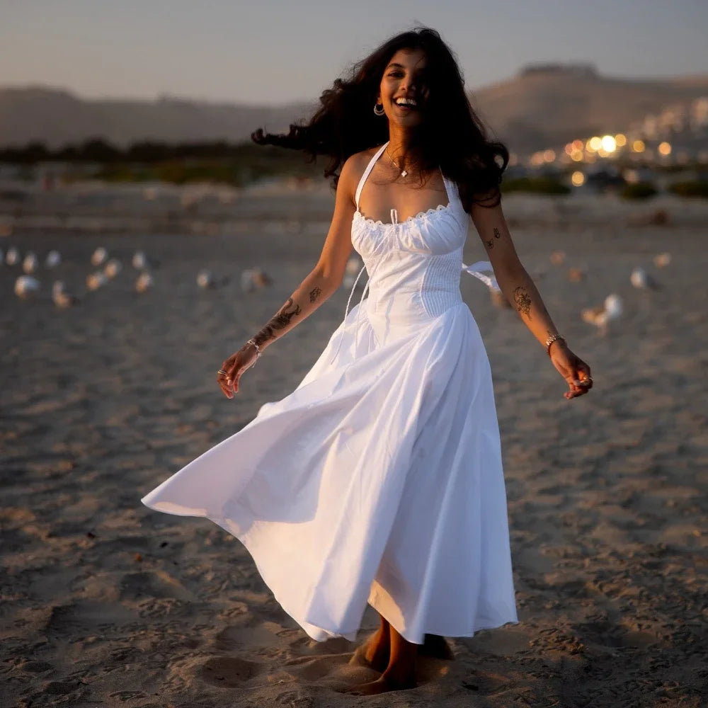 Elegant Line Midi  Halter Party Dresses Summer