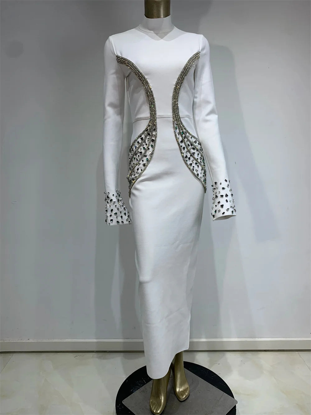 Sexy Rhinestones Celebrity Party   Long Dress Elegant