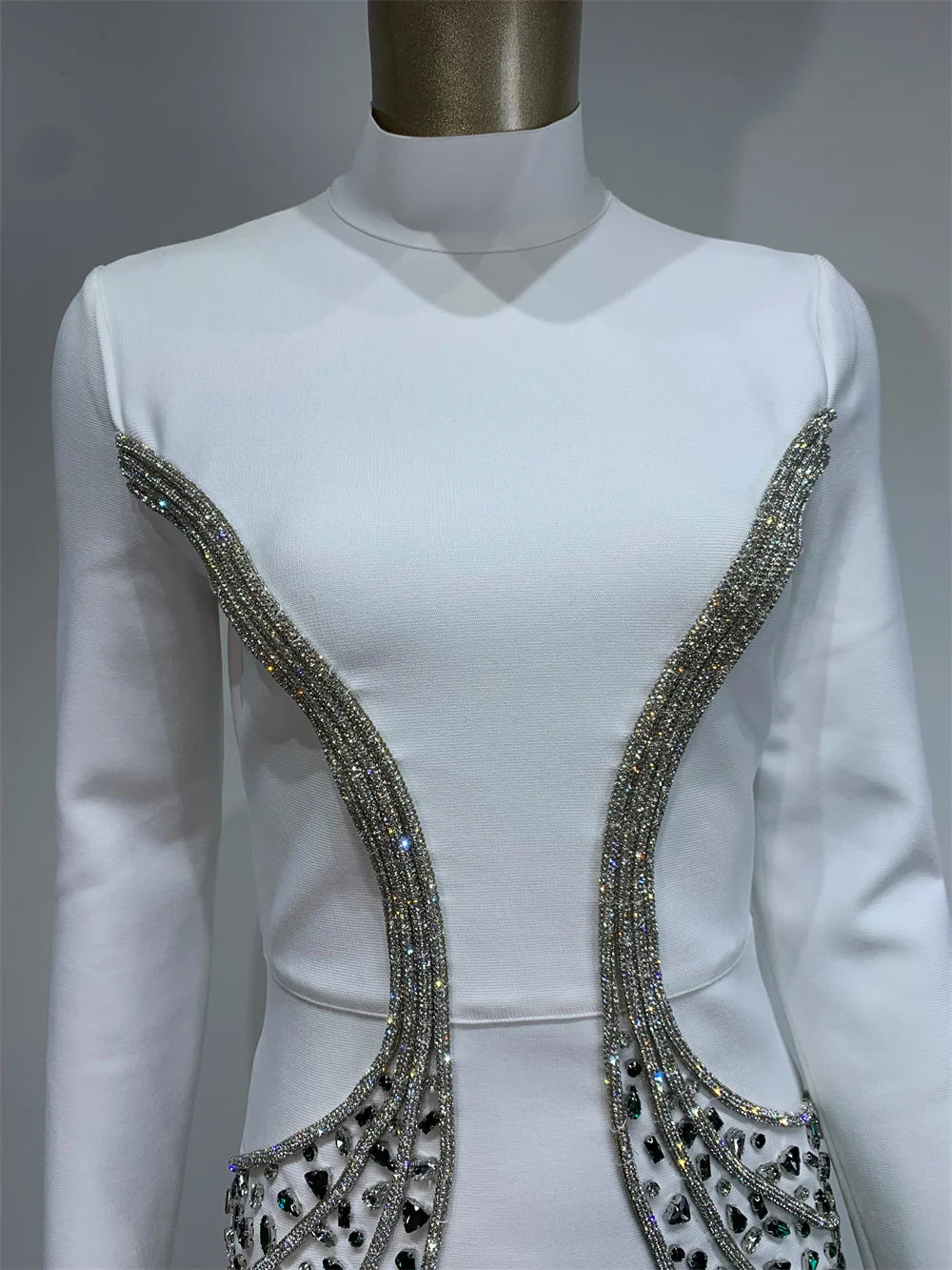 Sexy Rhinestones Celebrity Party   Long Dress Elegant