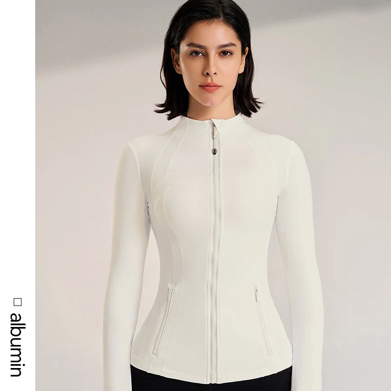 Women's Slim Fit Yoga Jacket   Top With Thumb Button Fitness Wear  Spring Coat