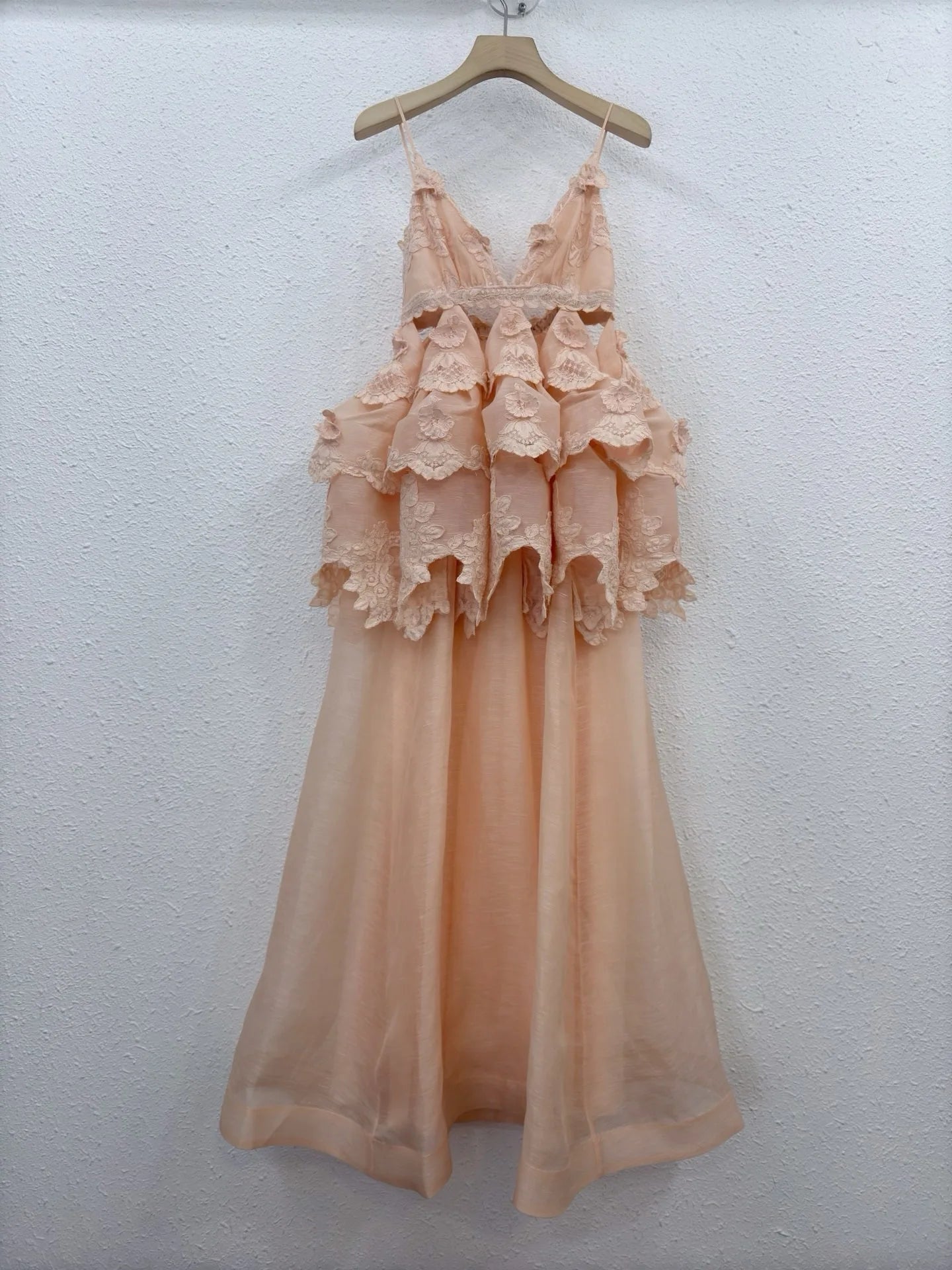 Zimm Bohemian Vintage Backless Luxury Runway Designer Silk Linen Solid Lace Spaghetti Strap Midi Women Dress High Quality