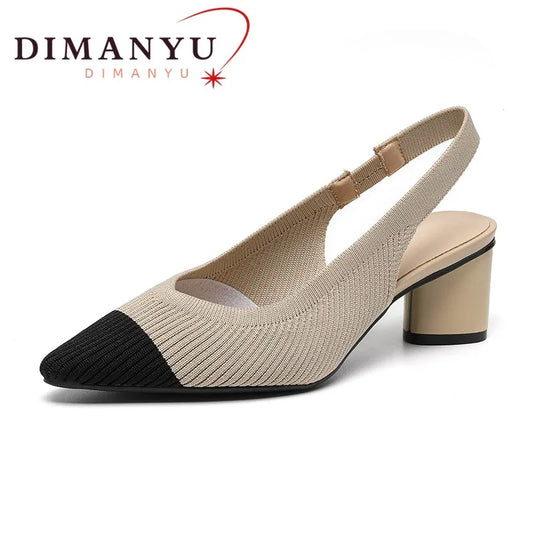 DIMANYU Women Dress Shoes Knitted Solid Color  Pointed Toe
