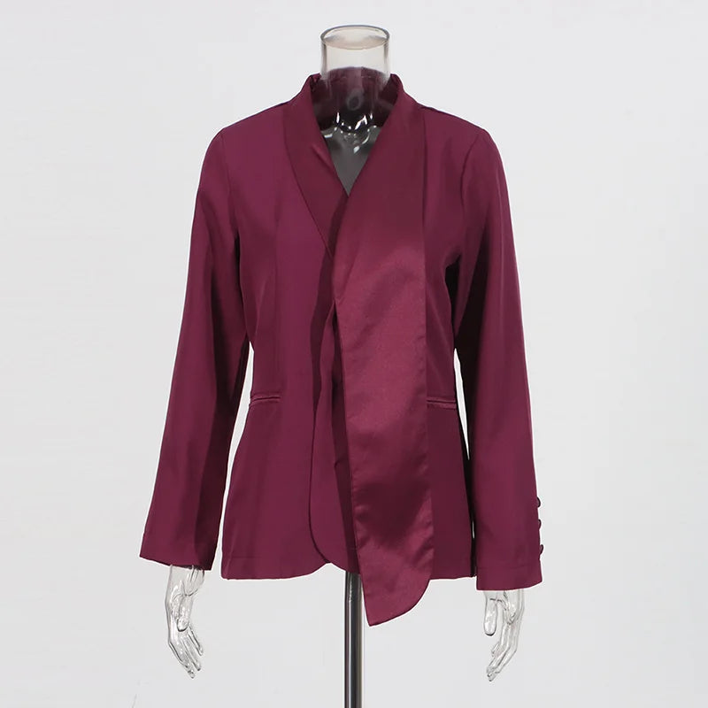 Solid Two Piece Sets for Women Lapel Long Sleeve Tunic