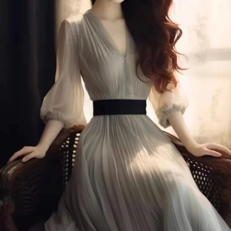 Korean Style Woman Long Sleeve Dress High Quality Elegant and Beautiful Dresses for Women G Designer Kpop On Sale Clearance Full