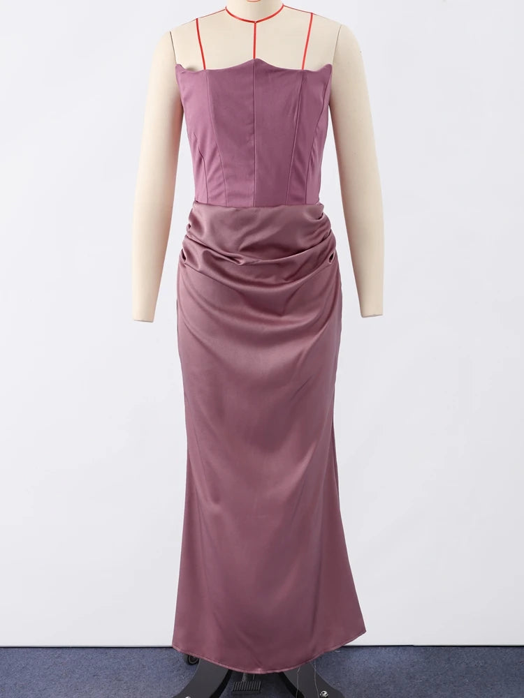 Sexy Long Dress Women Elegant Off-shoulder Strapless Hip Package Female Vestidos Vintage Slim Fit Ladies Evening New Year Gown