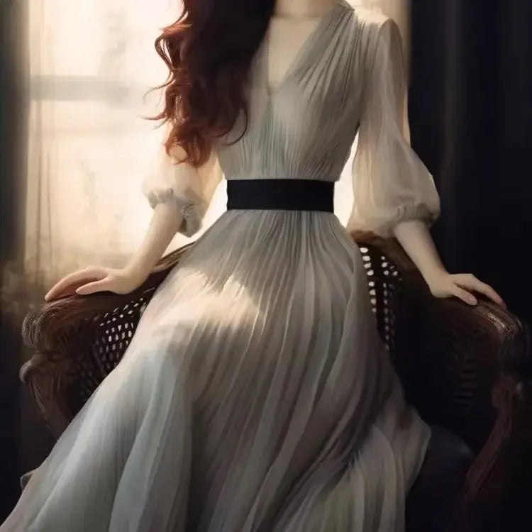 Korean Style Woman Long Sleeve Dress High Quality Elegant and Beautiful Dresses for Women G Designer Kpop On Sale Clearance Full